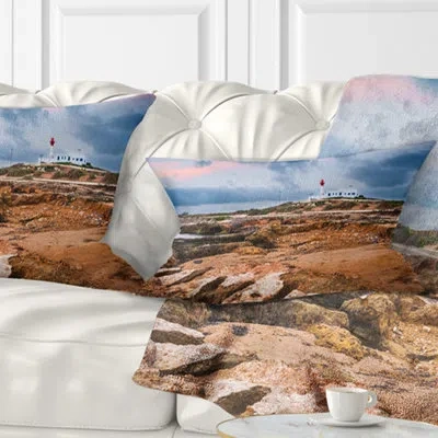 Design Art Landscape Remote Lighthouse On The Rocks Lumbar Pillow