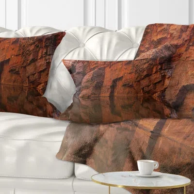 Design Art Landscape Rock Wall Reflections In Gorge Lumbar Pillow