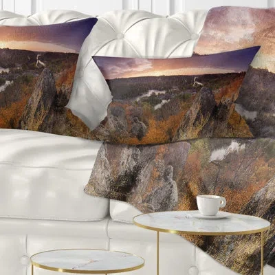 Design Art Landscape Rural Autumn Sunset Panorama Lumbar Pillow