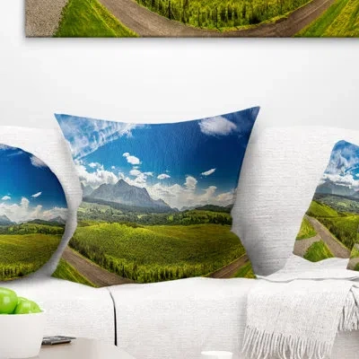 Design Art Landscape Scottish Highlands Panoramic View Printed Pillow In Blue