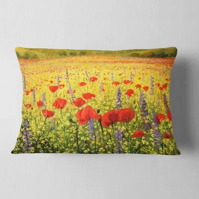 Design Art Landscape Sea Of Blossom - Floral Printed Throw Pillow