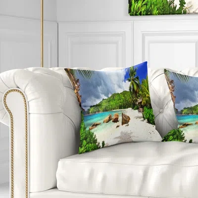 Design Art Landscape Seychelles Islands Wide Panorama Throw Pillow