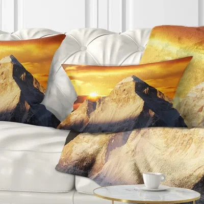Design Art Landscape Shilu Garhwali Himalaya At Sunset Lumbar Pillow