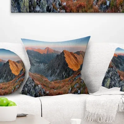 Design Art Landscape Slovakia Mountains At Autumn Printed Pillow In Blue;black;brown;green;red;yellow
