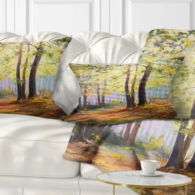 Design Art Landscape Spring Forest With Sunlight Lumbar Pillow