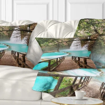 Design Art Landscape Stairway Into Beautiful Waterfall Lumbar Pillow