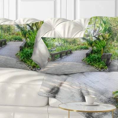 Design Art Landscape Stone Pathway Into Garden Printed Lumbar Pillow
