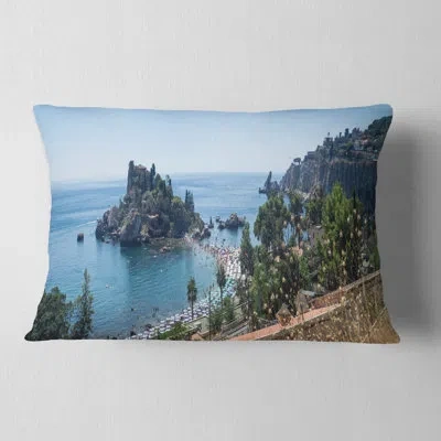 Design Art Landscape Taormina Island Panoramic View Lumbar Pillow