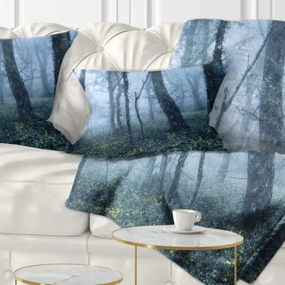 Design Art Landscape Trees In Foggy Spring Forest Lumbar Pillow