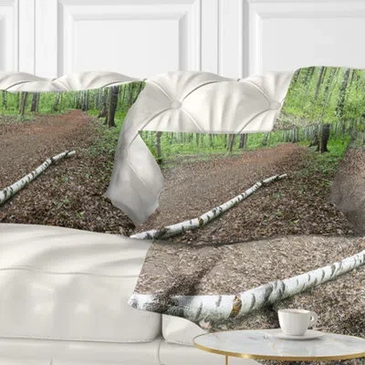 Design Art Landscape Trunk Of Birch On The Track Lumbar Pillow