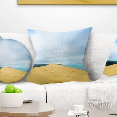 Design Art Landscape Wall Cala Violina Bay Beach Tuscany Pillow In Gold