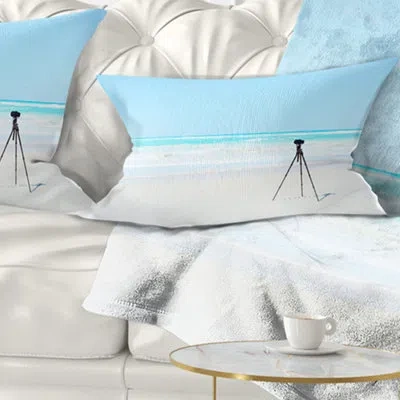 Design Art Landscape Wall Digital Camera And Tripod On Beach Lumbar Pillow
