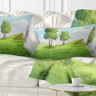 Design Art Landscape Wall Garden With Mound And Trees Lumbar Pillow