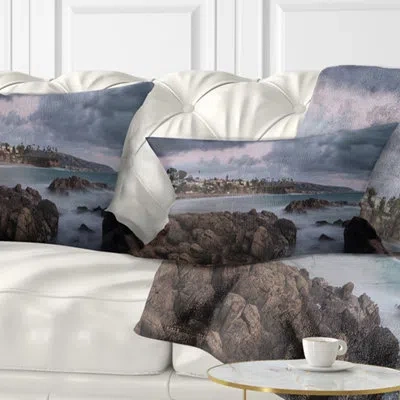 Design Art Landscape Wall Heavy Rain Clouds Over Crescent Bay Lumbar Pillow