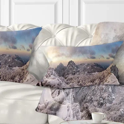 Design Art Landscape Wall Huangshan Hill Snow In Winter Lumbar Pillow