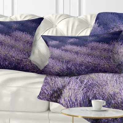 Design Art Landscape Wall Lavender Field And Ray Of Light Lumbar Pillow