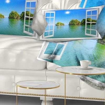 Design Art Landscape Wall Open Window To Ocean Islets Lumbar Pillow