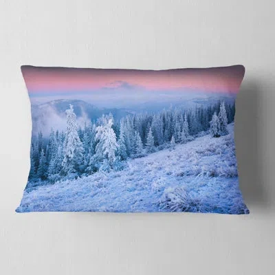 Design Art Landscape Winter Sunrise Over Mountain Lumbar Pillow