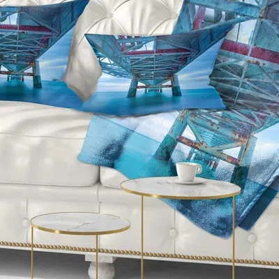 Design Art Large Industrial Pier - Sea & Shore Printed Throw Pillow
