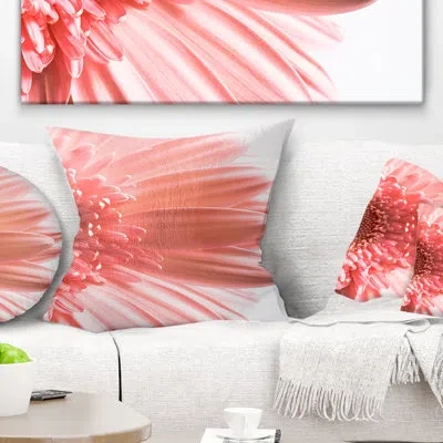 Design Art Large Pink Daisy Flower Petals - Floral Printed Pillow