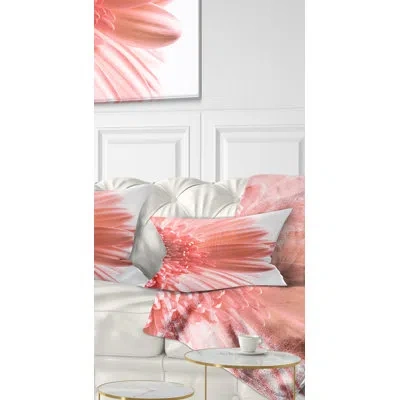 Design Art Large Pink Daisy Flower Petals - Floral Printed Throw Pillow
