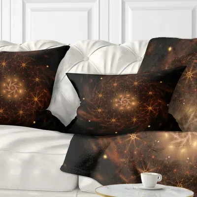 Design Art Large Rounded Brown Fractal Flower - Floral Printed Throw Pillow