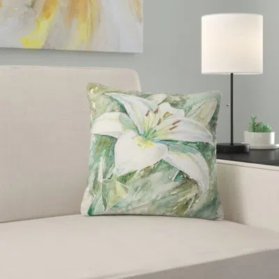 Design Art Large White Lily - Floral Printed Pillow