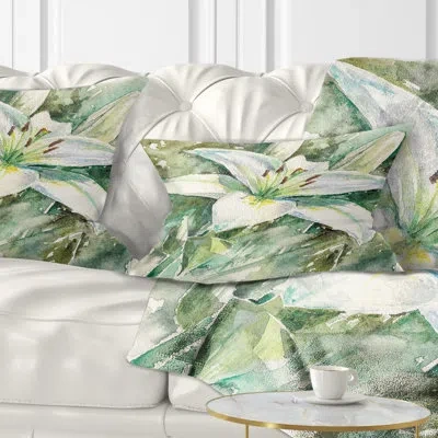 Design Art Large White Lily - Floral Printed Throw Pillow