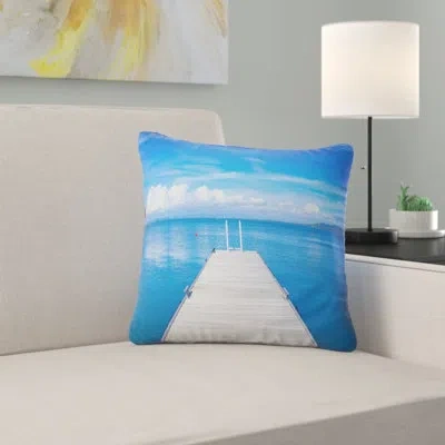 Design Art Large Wooden Pier - Sea & Shore Printed Pillow