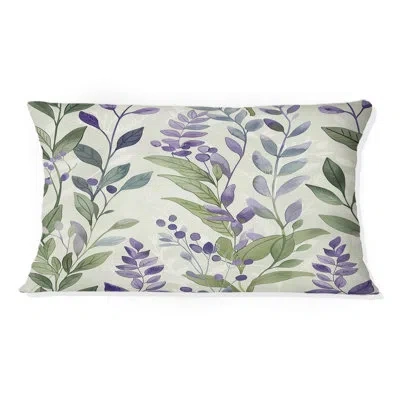 Design Art Lavender Fields V - Modern Lumbar Pillow In Green;purple