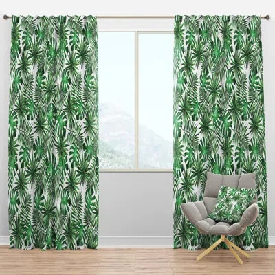 Design Art Leaves & Brunches Of Tropical Plants & Trees - Traditional Velvet Curtain - Room Darkening - 1 Panel