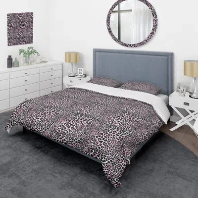 Design Art Leopard Fashion Ii - Animals Duvet Cover Set - Microfiber Polyester In Black;pink