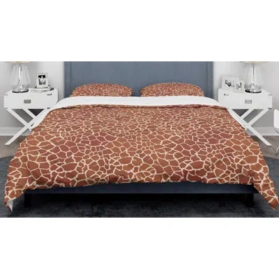 Design Art Leopard Fur Safari I Mid-century Duvet Cover Set In Red