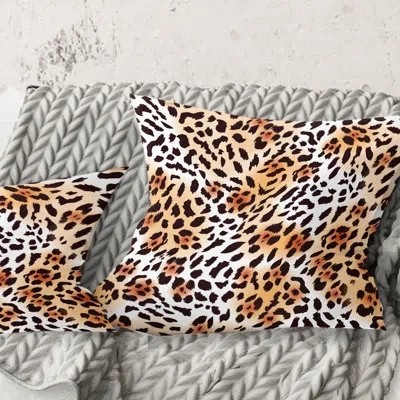 Design Art Leopard Fur Safari Ii - Mid-century Modern Printed Throw Pillow In Brown