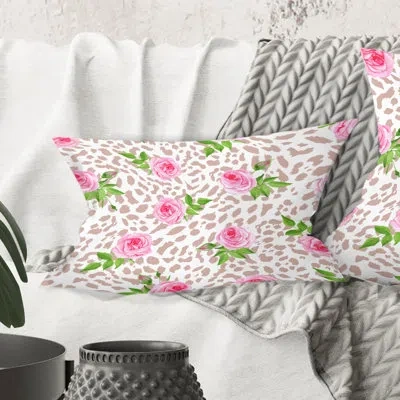 Design Art Leopard Fur Safari Iv - Mid-century Modern Printed Throw Pillow In Pink