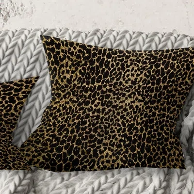 Design Art Leopard Fur Safari V - Leopard Fur Safari V Pillow In Black
