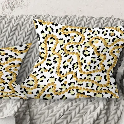 Design Art Leopard Fur Safari Vi - Mid-century Modern Printed Throw Pillow In Gold