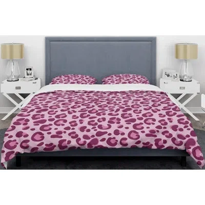 Design Art Leopard Mid-century Duvet Cover Set In Purple