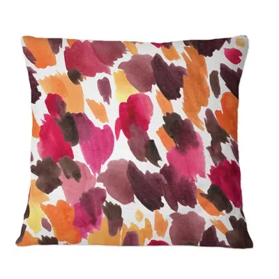 Design Art Leopard Skin In Pink Orange And Yellow - Modern Printed Throw Pillow