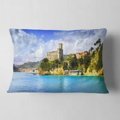 Design Art Lerici Village Panorama - Sea & Shore Printed Pillow