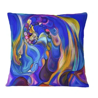 Design Art Life Geometry Series Interplay Of Human Profiles - Modern Printed Throw Pillow In Blue;gold