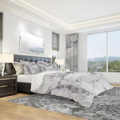 Design Art Light And Shadow Iii Duvet Cover Set In Gray