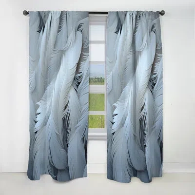 Design Art Light As A Feather - Feathers Curtain - Blackout Floral Curtain - 1 Panels In White