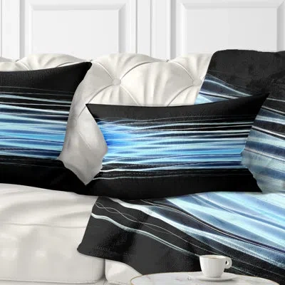 Design Art Light Blue Fractal Waves - Abstract Printed Pillow