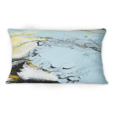 Design Art Light Blue Yellow And Black Marble Ink Art - Modern Printed Throw Pillow 1