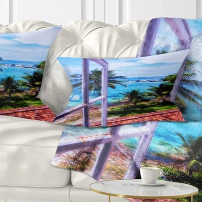 Design Art Light House Window View - Landscape Printed Pillow