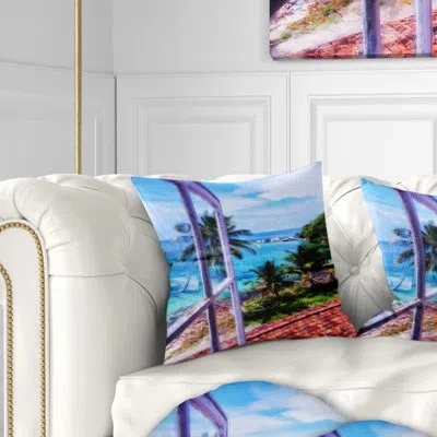 Design Art Light House Window View - Landscape Printed Pillow
