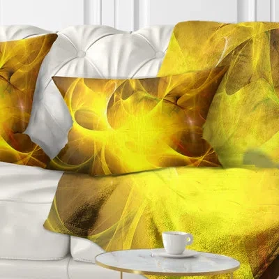 Design Art Light Nebula Star - Abstract Printed Pillow In Yellow,black
