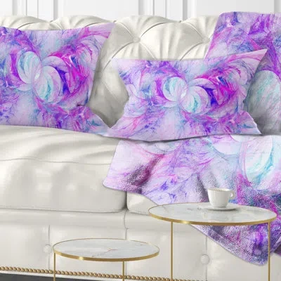 Design Art Light Purple Fractal Texture - Abstract Printed Throw Pillow