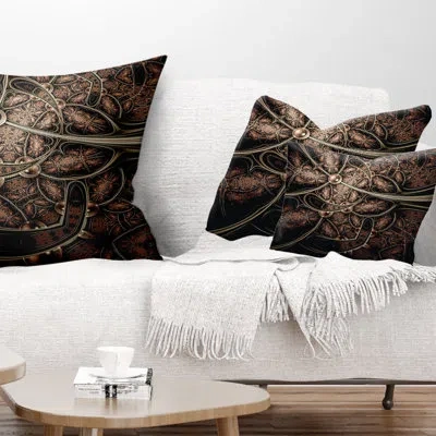 Design Art Light Purple Metallic Fabric Pattern - Floral Printed Pillow